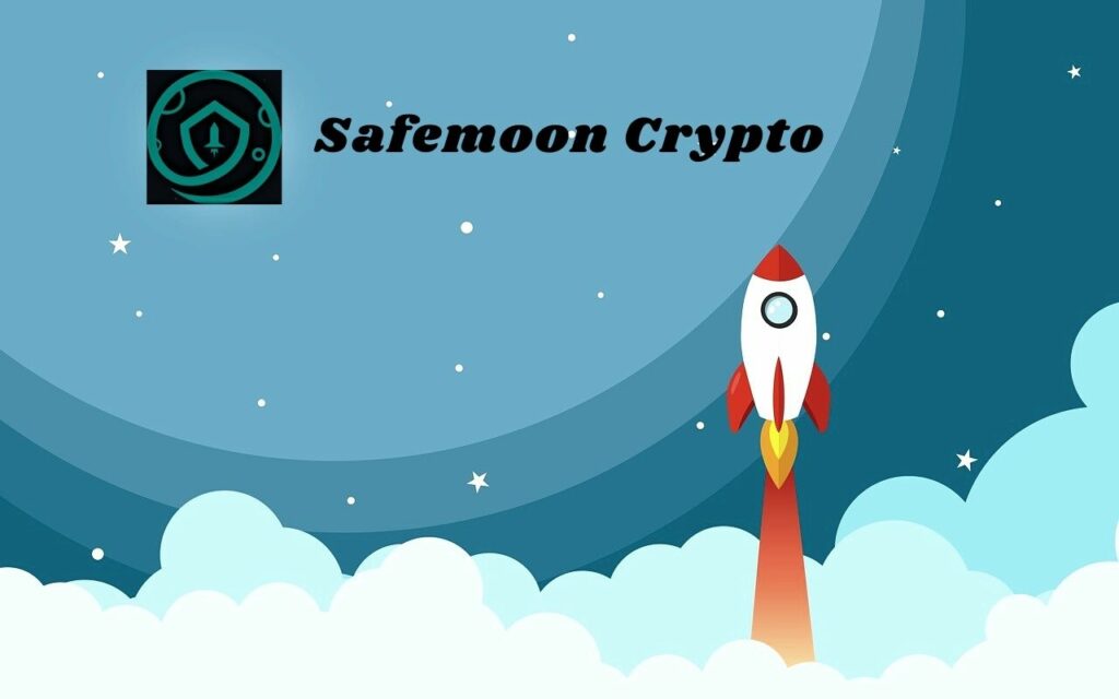 A rocket heading to moon as written safemoon crypto on top with its logo