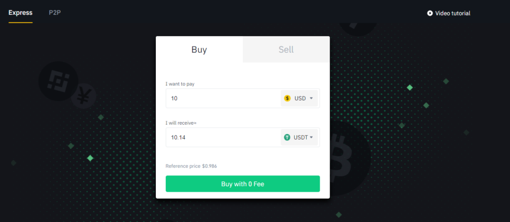 Binance buy and sell cryptocurrency page